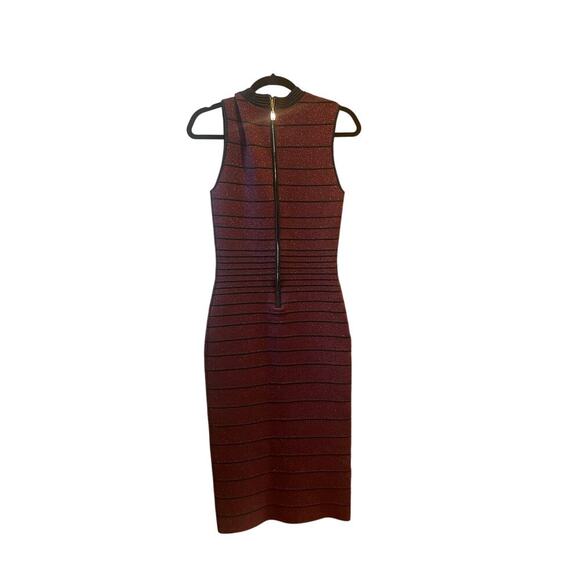 NWT Retrofete Gwyneth bodycon high neck midi dress metallic port small - Picture 3 of 16